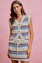 SO ME Multi Color Stripe Low Gauge Sweater Vest Top