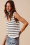 SO ME Buttoned Front Stripe Texture Knitted Sweater Vest
