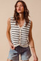 SO ME Buttoned Front Stripe Texture Knitted Sweater Vest