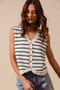 SO ME Buttoned Front Stripe Texture Knitted Sweater Vest