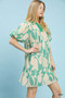 Umgee Abstract Print Puff Sleeve Shift Dress