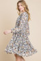 Lime 'N' Chili Chiffon Floral Print Belted Dress with Back Zipper