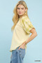 Umgee Embroidered Textured Flutter Sleeve Top