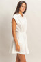 Sleeveless Collared Shirred Mini Dress