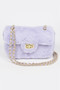 Faux Wool Flap Shoulder Bag