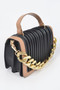 Pleated Faux Leather Color Chain Bag