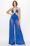 Bikini Top And Mesh Wide Pant Jumpsuit