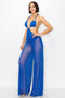 Bikini Top And Mesh Wide Pant Jumpsuit