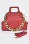 Pleated Wooden Handle Chain Bag