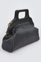 Pleated Wooden Handle Chain Bag