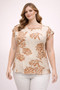 Plus Size Tropical Leaf Print Button-Shoulder Top​