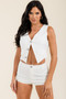 Jewel Button Vest Top And Shorts Pants Set​