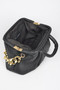 Pleated Faux Leather Top Handle Bag