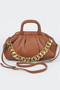 Pleated Faux Leather Top Handle Bag