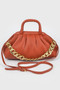 Pleated Faux Leather Top Handle Bag