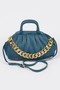 Pleated Faux Leather Top Handle Bag
