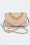 Quilted Faux Leather Flap Ball Chain Bag