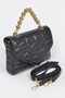 Quilted Faux Leather Flap Ball Chain Bag