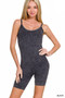Zenana Stone Washed Ribbed Seamless Romper