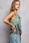 POL Lace-Up Fringe Hem Tank with Lace Detail