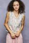 POL Floral Embroidered V-Neck Vest