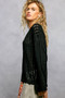 POL Round Neck Long Sleeve Open Weave Sweater
