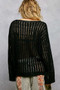 POL Round Neck Long Sleeve Open Weave Sweater