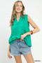 Umgee Sleeveless Textured Notch Neck Top