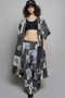 POL Open Front Printed Patchwork Longline Cardigan