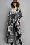 POL Open Front Printed Patchwork Longline Cardigan