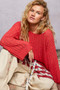 POL Round Neck Long Sleeve Open Weave Sweater