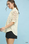 Umgee Linen V-Neck Lace Puff Sleeve Top