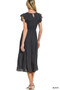 Zenana Woven Smocked Ruffle Sleeve Midi Dress