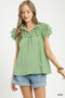 Umgee Ruffled Flutter Sleeve Textured Blouse