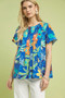 Umgee Abstract Floral Pleated Blouse