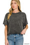 Zenana Acid Washed Round Neck Crop Tee