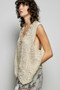 POL Lace Trim Embroidered Floral V-Neck Crochet Vest