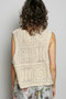POL Lace Trim Embroidered Floral V-Neck Crochet Vest