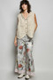 POL Lace Trim Embroidered Floral V-Neck Crochet Vest