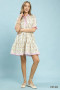 Umgee Striped Trim Floral Tiered Mini Dress