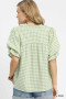 Umgee Gingham Puff Sleeve Babydoll Blouse