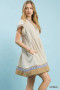 Umgee Linen Color Block Flutter Sleeve Dress