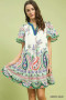Umgee Paisley Flutter Sleeve Mini Dress