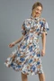 Umgee Floral Print Flutter Sleeve Dress