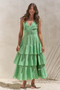 Jade By Jane Full Size Sleeveless Gingham Print Tiered Midi Dress Plus Size
