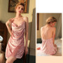 Autumn and winter velvet sexy pajamas women's suspender nightdress Low Back temptation home wear pajamas