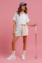BiBi Wrinkled Gauze Solid Shirts Top and Shorts Set