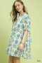 Umgee Floral Puff Sleeve Babydoll Dress with Side Pockets