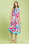 Umgee Floral Sleeveless Midi Dress with Side Pockets