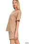 Zenana Halo Snow Washed Exposed Seam Top & Shorts Set